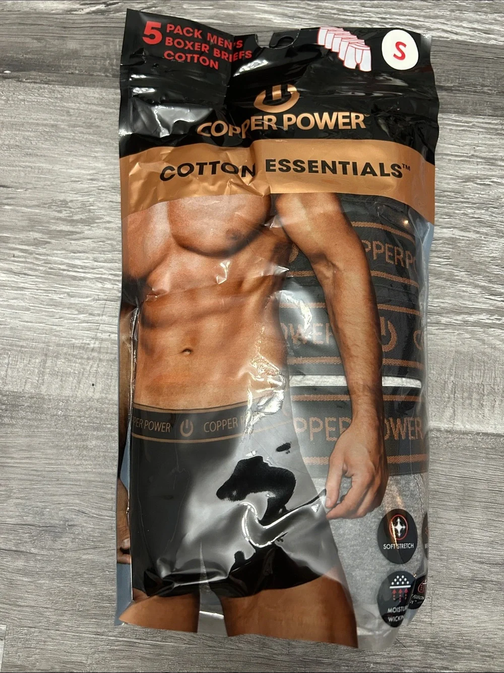Cotton Essentials Black Boxer Briefs - 5 Pack (Small)